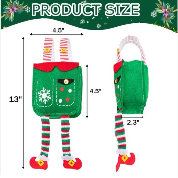 6 Christmas themed elf treat bags NEW - Picture 3 of 6